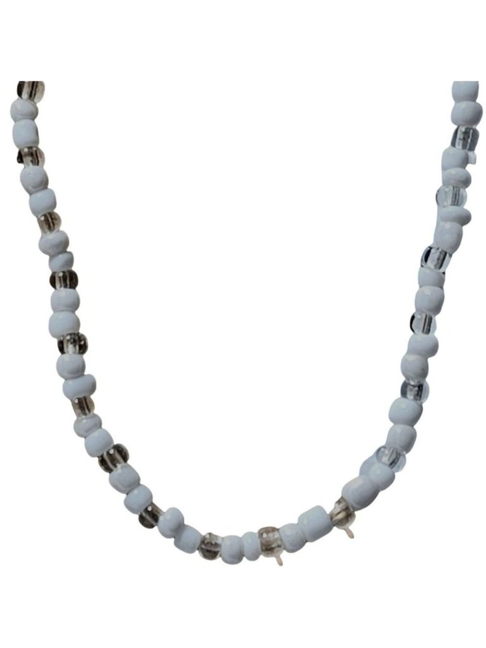 Vintage Beaded Necklace White Beads Retro Minimalist Classic Fashion Jewelry